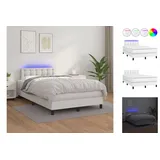 vidaXL Boxspringbett mit Matratze & LED Weiß 120x200 cm Kunstleder