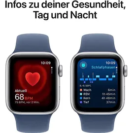 Apple Watch SE 2024 GPS 40 mm Aluminiumgehäuse Silber, Sportarmband Denim S/M