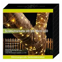 Buri - Solar-Lichterkette 200 Micro-LEDs 21,9m Warmweiß Gartenbeleuchtung Terrassendeko