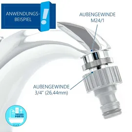 tecuro Adapter für Armaturen M24x1 auf 3/4 Zoll, verchromt