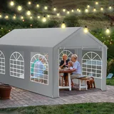 MAYTIIMO Partyzelt 3x6 m Pavillon, Grau, PE 200g Dachplane, 130g Seitenwände mit Fenstern, Wasserdicht, UV-Schutz, verzinkter Stahlrahmen, Garten- & Festzelt