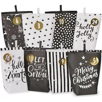 luxuskollektion Adventskalender zum Befüllen - Schwarz-Weiß Motiv-Papier Tüten - Weihnachtsdekoration