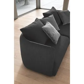 Designwerk Big-Sofa "New York, anmutendes Designsofa", schwarz (charcoal), B:253cm T:100cm, 100% Polyester, Sofas, Big-Sofa, mit schmaler Arm- & Rückenlehne
