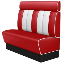 Dinerbank | Rot | B:H 140 x 128 cm | Gestreift | Leder | American Diner Sitzbank, American Dinerbank, American Diner Möbel
