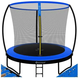 Kesser Trampoline Komplettset 244 cm inkl. Sicherheitsnetz, leiter, Randabdeckung + Zubehör blau