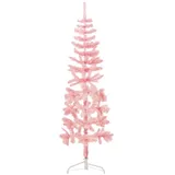 vidaXL Künstlicher Halb-Weihnachtsbaum mit Ständer Schlank Rosa 180 cm