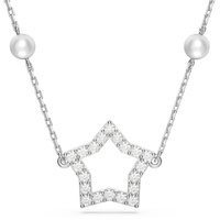 Swarovski Stella Halskette, Weiße und Rhodinierte Damenhalskette mit Strahlenden Swarovski Kristallen