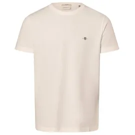 GANT T-Shirt »SLIM PIQUE SS T-SHIRT«, aufgestickte -Wappengrafik auf der Brust, Gr. XL, eggshell, , 46541845-XL