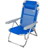 Aktive 62635 - Liegender, klappbarer Strandstuhl | Hoher Klappstuhl mit Kissen | 5 Positionen, Farbe blau, mit Tragegriff, 48x60x90cm | Leichte, klappbare Strandstühle
