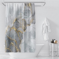 KEPPD Marmor-Duschvorhang für Badezimmer, Luxus-Badevorhänge, extra Langer, wasserdichter Stoff mit 12 Haken, modernes Badezimmerzubehör, 240 x 200 cm, Duschvorhang