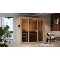 Sauna KARIBU "Vivi 2", beige (naturbelassen), Bio-Ofen, externe Steuerung, 3,6 kW, Saunen