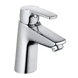 Heinrich Schulte Alpha 320 Waschtischarmatur chrom | Einhebelmischer für Waschbecken 110 mm Ausladung |  Armatur Bad ohne Ablaufgarnitur | Wasserhahn Bad | Badarmatur modern
