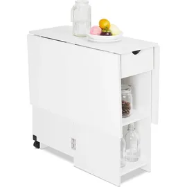 Mondeer Esstisch Klappbarer Küchentisch mit 1 Schublade und zwei Lagerregalkonsolen Esszimmertisch Kaffeetisch mit verstellbaren Füße - Weiß