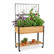 Relaxdays Hochbeet mit Ablage 475 x 102 x 165 cm Schwarz/Bronze
