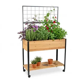 Relaxdays Hochbeet mit Ablage 475 x 102 x 165 cm Schwarz/Bronze
