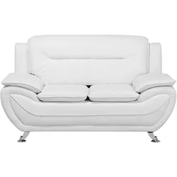 Sofa LEIRA Kunstleder Weiß 2-Sitzer