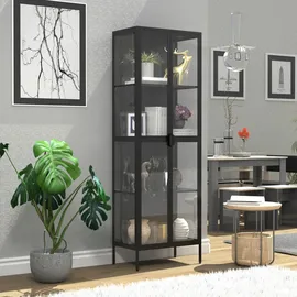 VCM Standvitrine Floka 60 x 35 x 180 cm Schwarz