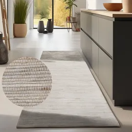 HANSE HOME "Dhaka Juteteppich", grau (grau,braun), B:80cm H:5mm L:200cm, Jute, Teppiche, Teppich, Läufer, handgewebt, Jute, Wolle, Natur, Wohnzimmer, Flur, Klassisch