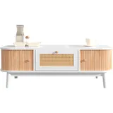 stilvora Couchtisch Oval Weiß Holz 110 x 38,5 x 55 cm