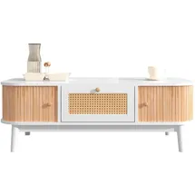 stilvora Couchtisch Oval Weiß Holz 110 x 38,5 x 55 cm
