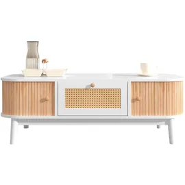 stilvora Couchtisch Oval Weiß Holz 110 x 38,5 x 55 cm