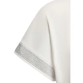 LASCANA Kurzarmshirt "mit glitzernem Strass-Design am Arm", Damen, Gr. 48/50, beige (creme), Single Jersey, Obermaterial: 100% Baumwolle, unifarben, figurumspielend, Rundhals, Shirts, aus luftiger Baumwoll-Qualität