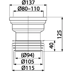 AlcaPlast A991 WC Anschluss exzentrisch Rohr Abfluss Stutzen Toilette weiß Un...
