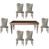 Casa Padrino Luxus Barock Esszimmer Set Grün / Silber / Kupfer / Gold - 1 Esstisch & 6 Esszimmerstühle - Barock Esszimmer Möbel - Edel & Prunkvoll
