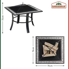 Gardebruk Feuerschale mit Funkenschutz Schürhaken Abdeckung Rost 76x76cm