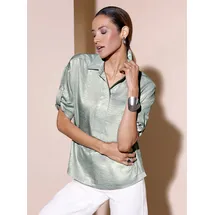 CREATION L Satinbluse kalkmint-silberfarben 40