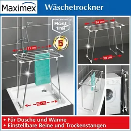 Maximex Teleskop-Wäschetrockner für Dusche und Badewanne, ausziehbar Edelstahl