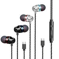 In Ear Kopfhörer mit Kabel, 2 Pack Kopfhörer mit Mikrofon und Lautstärkeregler, Headset mit Type-C Stereo Klinkenstecker für iPhone, Samsung, Huawei, XiaoMI, Laptops