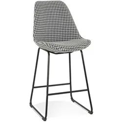 Sitzhocker Stoff | 67 cm Sitzhöhe | Hahnentritt-Muster Metallgestell | Schwarz-Weiß | Barstuhl | Kadima Design