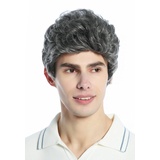 WIG ME UP - DW1333A-44 Perücke Herren Damen unisex kurz leicht gewellt Tolle Dunkelgrau grau meliert