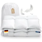 DREEMA Bettdecke 135x200 Daunendecke Warm | Extraweiche Daunenfüllung | in Deutschland gefertigt | 100% nachhaltig mit & Nomite | Allergiker geeig... - Weiß
