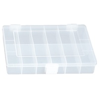 hünersdorff Sortimentskasten PP-Compact mit 12 Fächern | stabile Sortierbox für Schrauben und andere Kleinteile | feste Facheinteilung | 17 x 25 x 4,6 cm, transparent