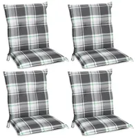 Beautissu 4er Set Niedriglehner Auflage Sunny 100x50x6cm Mintgrün Kariert