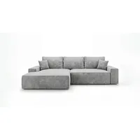 CORNERO Ecksofa mit schlaffunktion VERONA links grau Cord Poso 55 - Schlaffunktion, Bettkasten - Grau