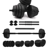 2in1 verstellbare Hanteln Set 20kg - Kurzhantel Set & Langhantel Set in einem Sport Set Krafttraining Zuhause Hantelstange mit Gewichten Set für Home Gym Fitness Set Hanteln verstellbar (Schwarz)
