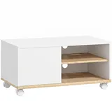 Homcom TV-Board Lowboard 80 x 45 x 39 cm Weiß/Eiche Holz