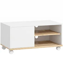 Homcom TV-Board Lowboard 80 x 45 x 39 cm Weiß/Eiche Holz