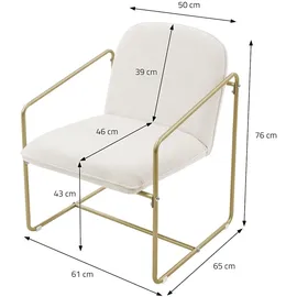 ML-Design – Relaxsessel 2er Set – Beige, Stoff | goldenes Stahlgestell, Armlehne & Rückenlehne, gepolstert