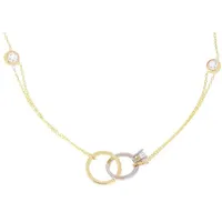 Stella-Jewellery Collier 585 Gold Collierkette Kreis Ring Anhänger Zirkonia (inkl. Etui), 585 Gelbgold 7 Plättchen goldfarben