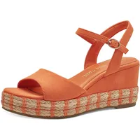 Marco Tozzi Damen Sandalen mit Keilabsatz mit Verstellbarem Riemen Bequem, Orange (Orange), 42 EU