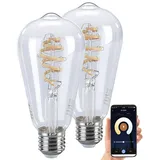 Luminea Home Control 2er-Set LED-Filament-Lampen E27, CCT, 4,5 W (ersetzt 35 W), für ZigBee