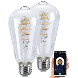 Luminea Home Control 2er-Set LED-Filament-Lampen E27, CCT, 4,5 W (ersetzt 35 W), für ZigBee