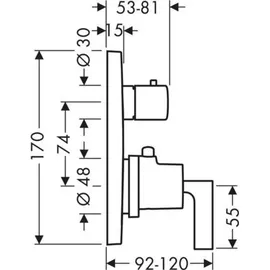 Hansgrohe AXOR Citterio Thermostat Unterputz mit Absperrventil, Hebelgriff chrom