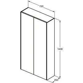 Ideal Standard Conca Halbhochschrank 72 x 140 cm Eiche