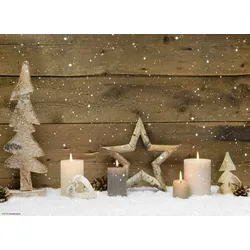 Tischsets | Platzsets - Weihnachten - Weihnachtliches Arrangement aus Holz - 12 Stück aus Premium Papier – Die Tischdekoration für die Weihnachtszeit