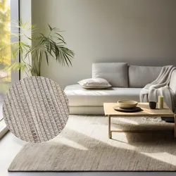 Teppich HANSE HOME "Dhaka Juteteppich", grau (grau,braun), B:120cm H:5mm L:170cm, Jute, Teppiche, Läufer, handgewebt, Jute, Wolle, Natur, Wohnzimmer, Flur, Klassisch
